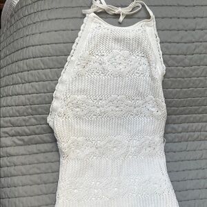 Guess White Knit Halter Tank Top